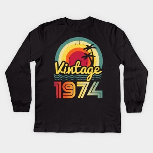 Vintage 1974 Made in 1974 49th birthday 49 years old Gift Kids Long Sleeve T-Shirt